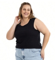 Blusinha Canelada Regata Plus Size